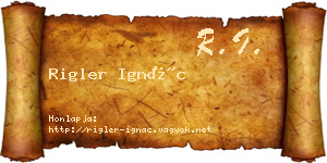 Rigler Ignác névjegykártya